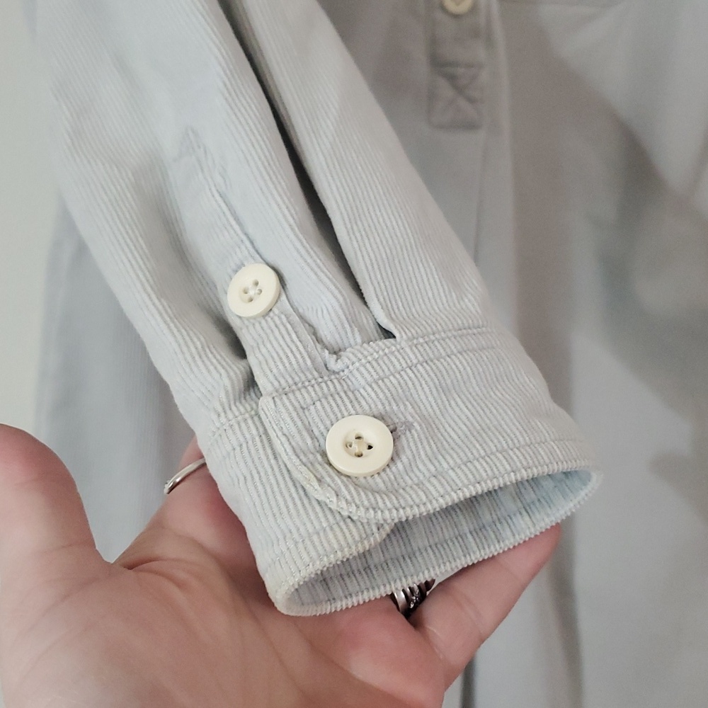 Boden Day Dress Size 4 Petite Light Grey Micro Cordoroy Collared - Picture 8 of 15